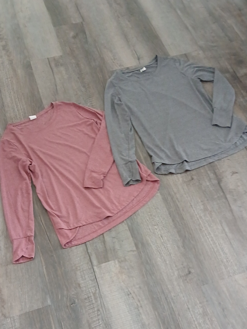 2 Womens Shirts - Dusty Rose and Gray